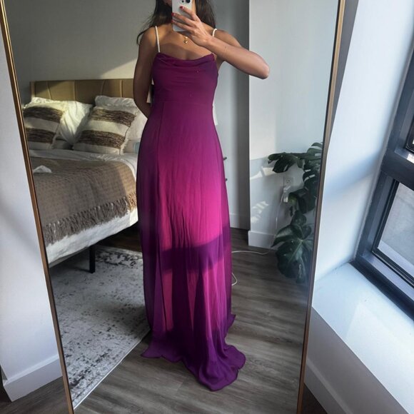 Drape-Neck Faux-Peal-Strap Gown - Macy's - Picture 4 of 4